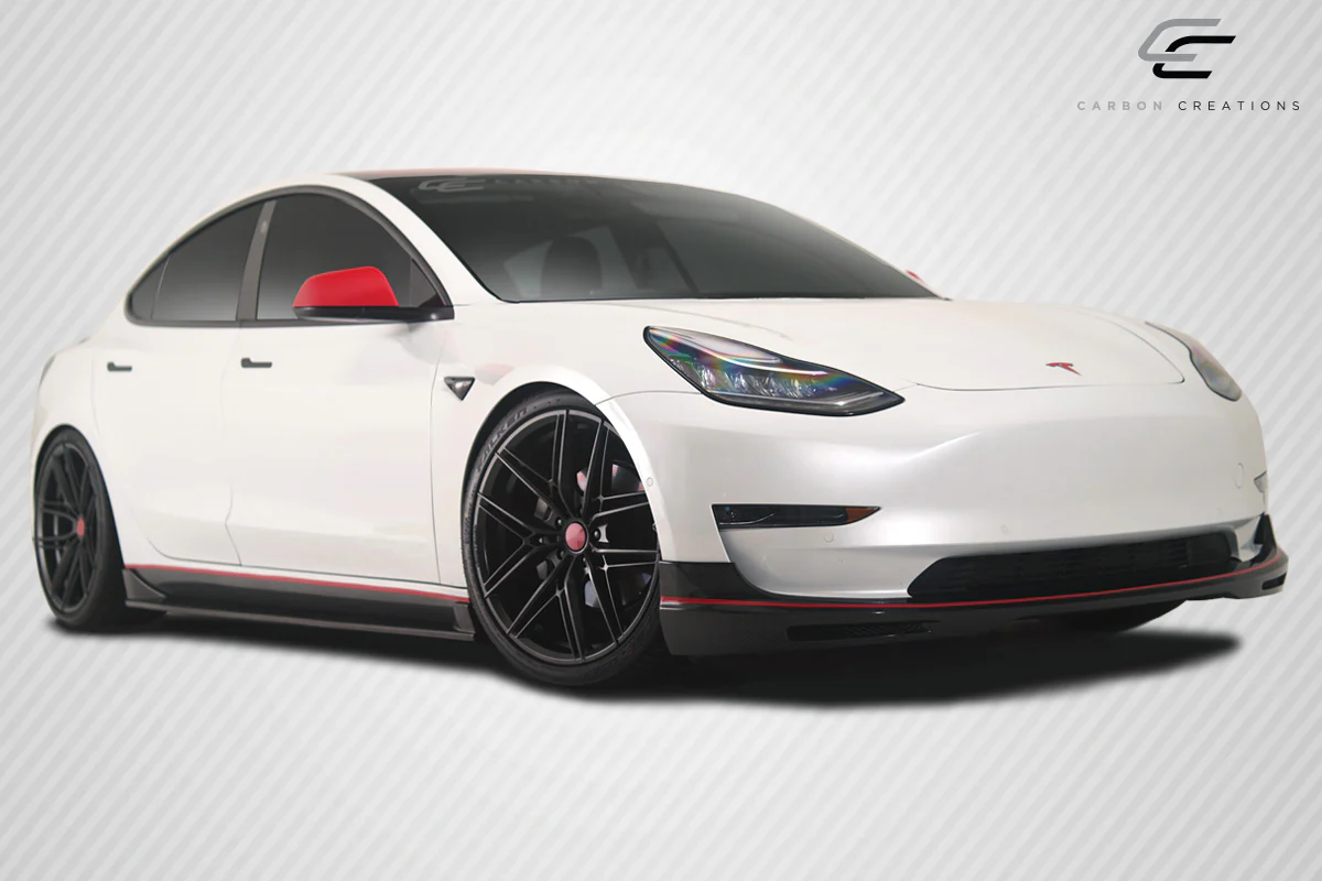 Tesla Model 3 Carbon Creations GT Concept Front Lip Spoiler, 1 Piece, Carbon Fiber, 2017-2023 - Image 3