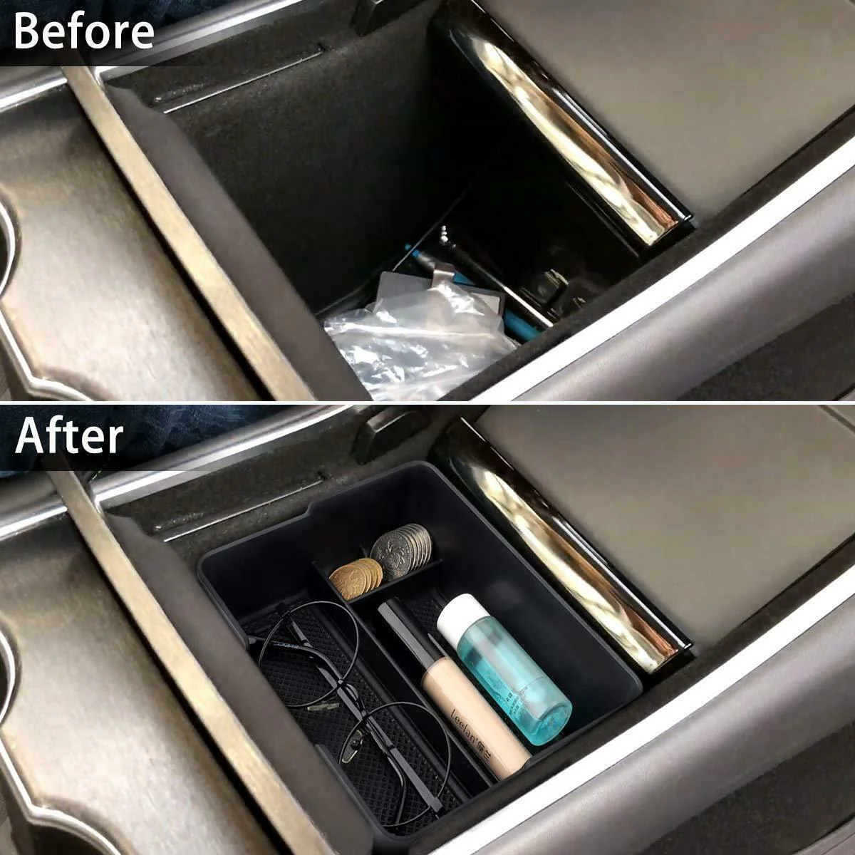 Tesla Model 3, Y Center Console Tray Organizer w/ Coin & Sunglasses Holder, 2017-2020 - Image 6