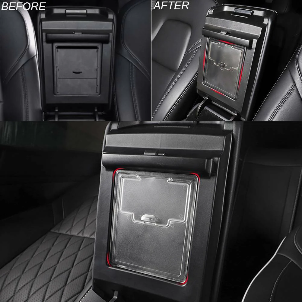 Tesla Model 3, Y, Center Console Organizer Armrest Hidden Storage Box, Clear - Image 3