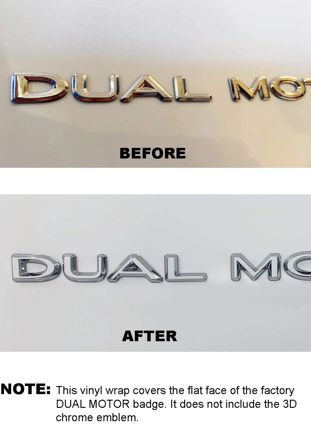Tesla Model S, 3, X, Y Dual Motor Emblem Vinyl Decal Overlay Wrap Rear Trunk Emblem, Many Colors - Image 11