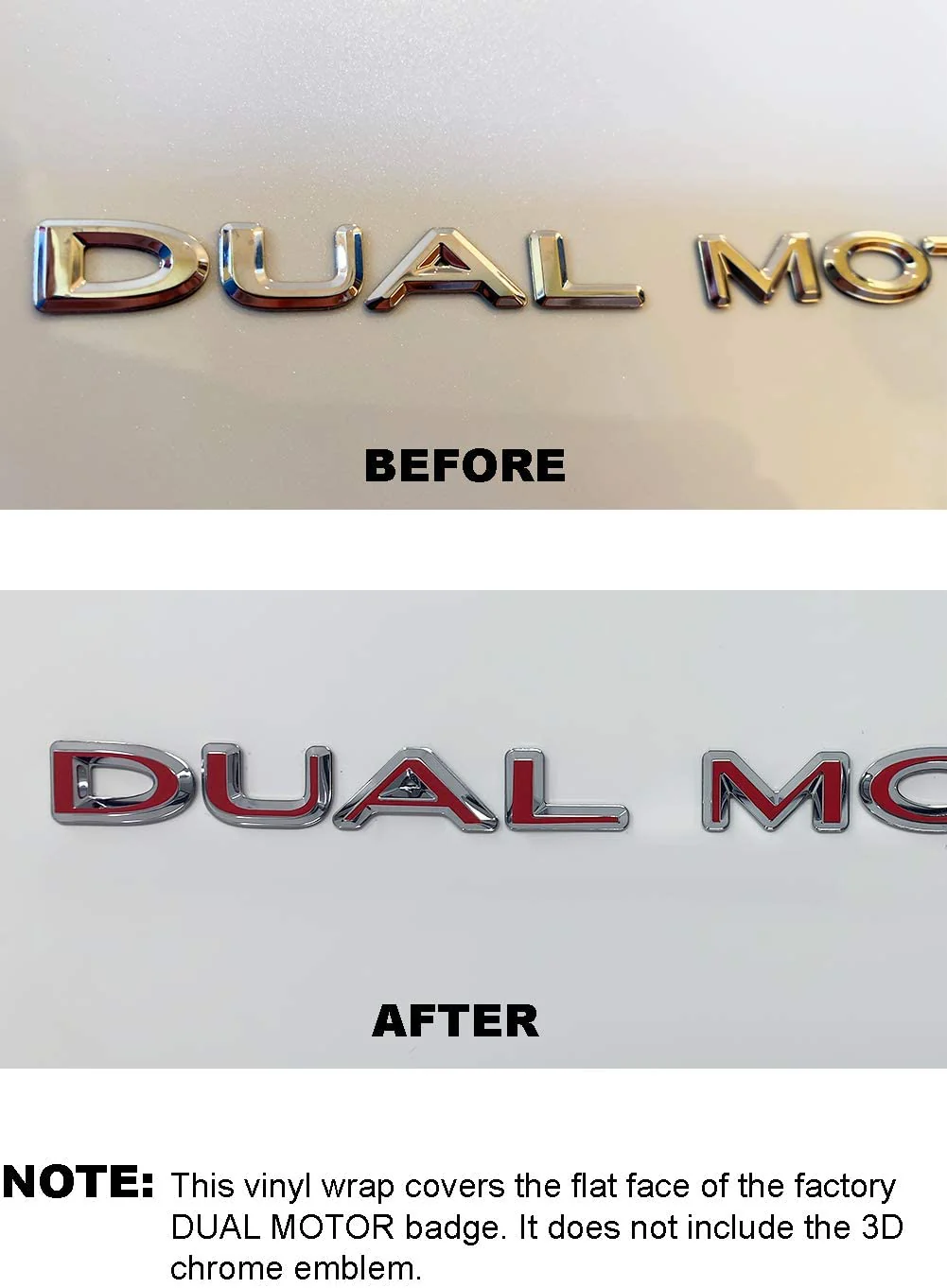 Tesla Model S, 3, X, Y Dual Motor Emblem Vinyl Decal Overlay Wrap Rear Trunk Emblem, Many Colors - Image 7