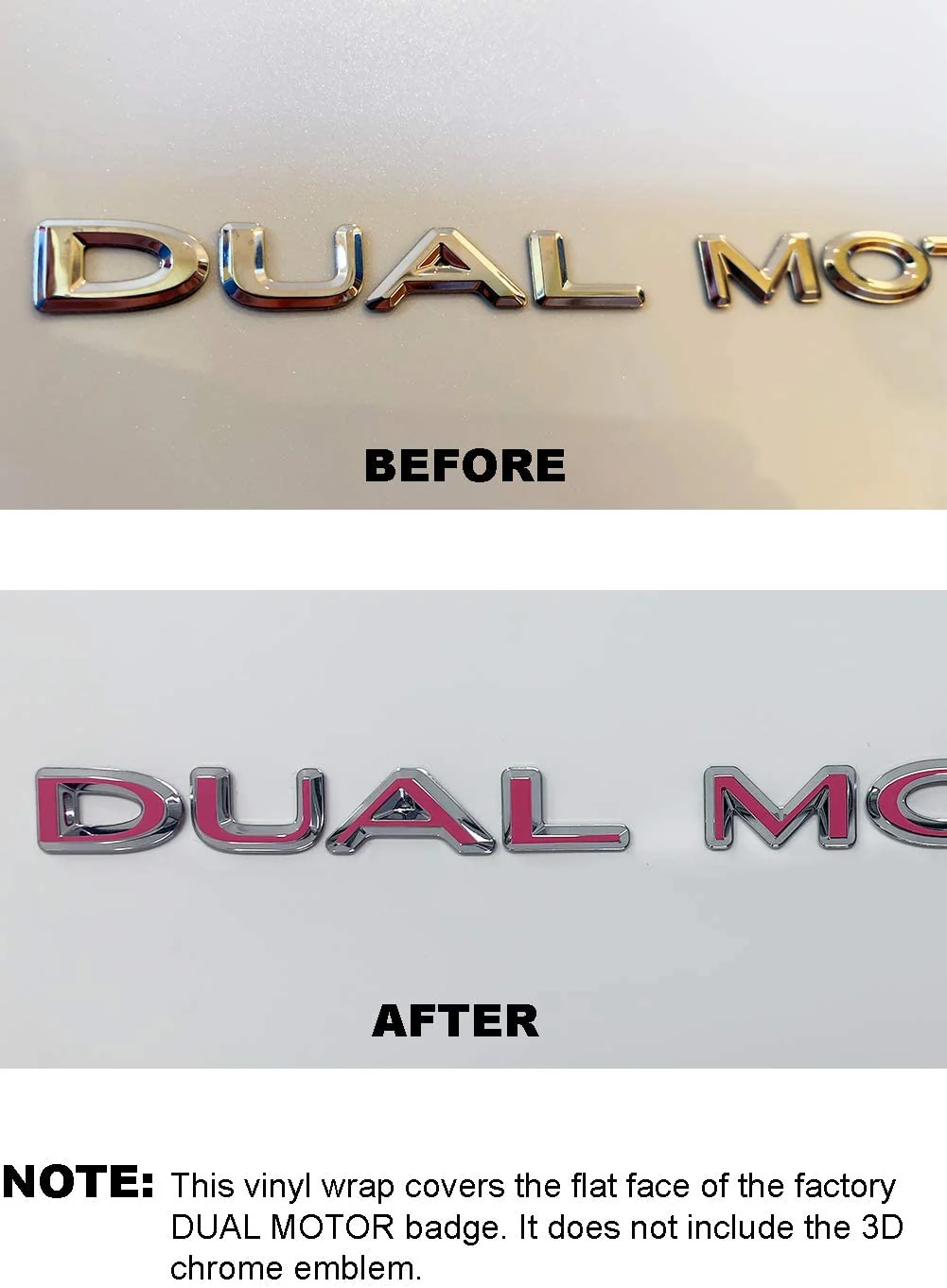 Tesla Model S, 3, X, Y Dual Motor Emblem Vinyl Decal Overlay Wrap Rear Trunk Emblem, Many Colors - Image 9