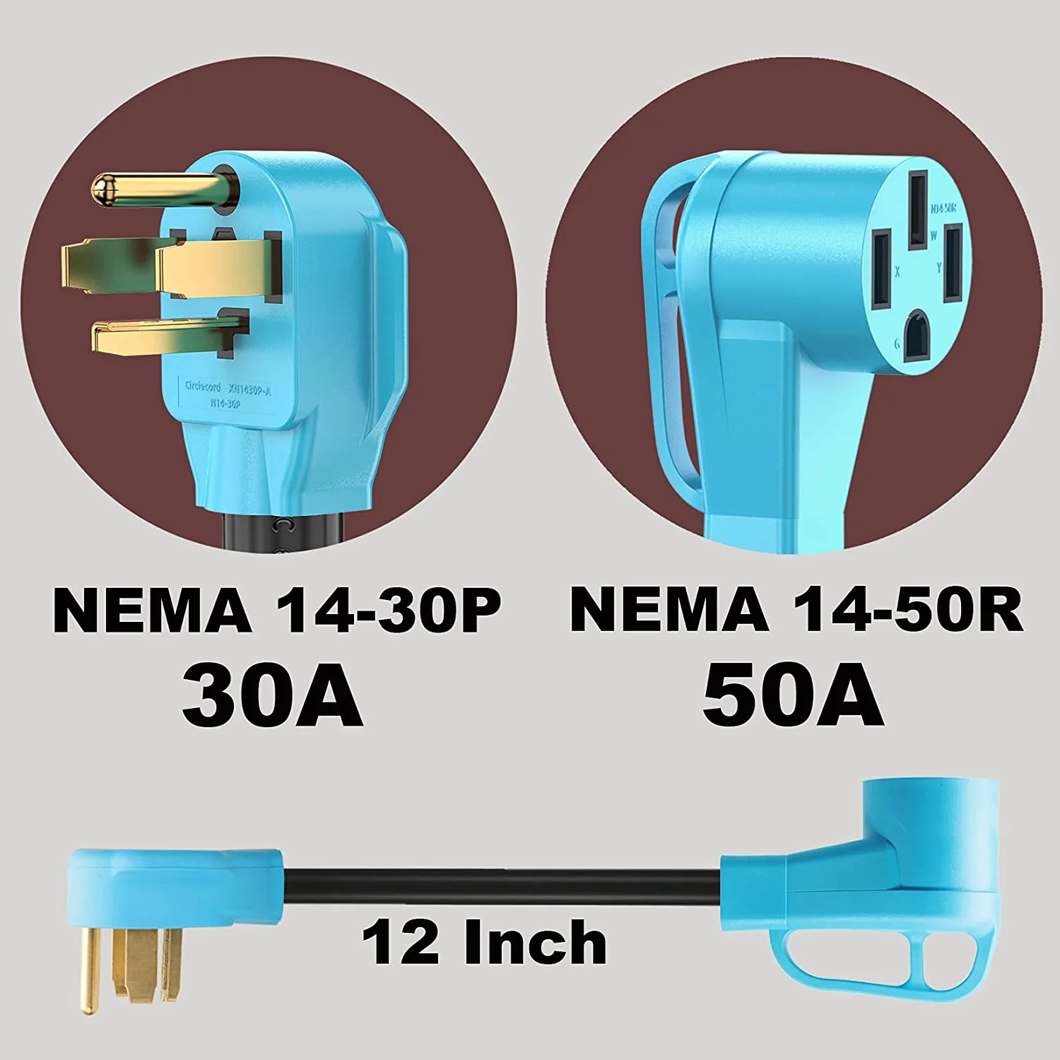 Tesla Model S, 3, X, Y, Cybertruck NEMA 14-30P to 14-50R EV Charger Adapter Cord, 30 Amp Dryer to 50 Amp EV for Level 2 Charging - Image 3