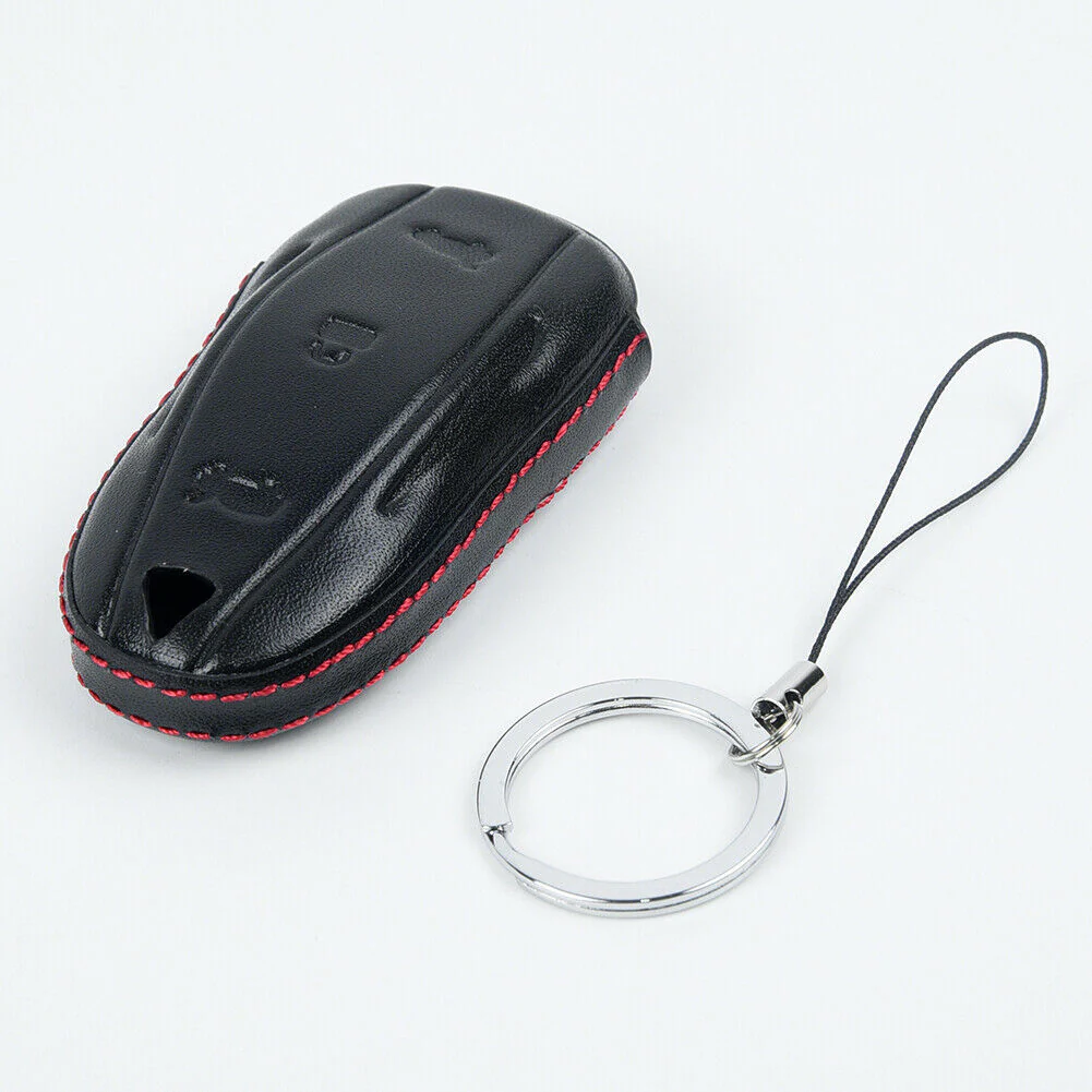 Tesla Model S, 3, Y, Black Leather Remote Key Fob Case Holder - Image 3