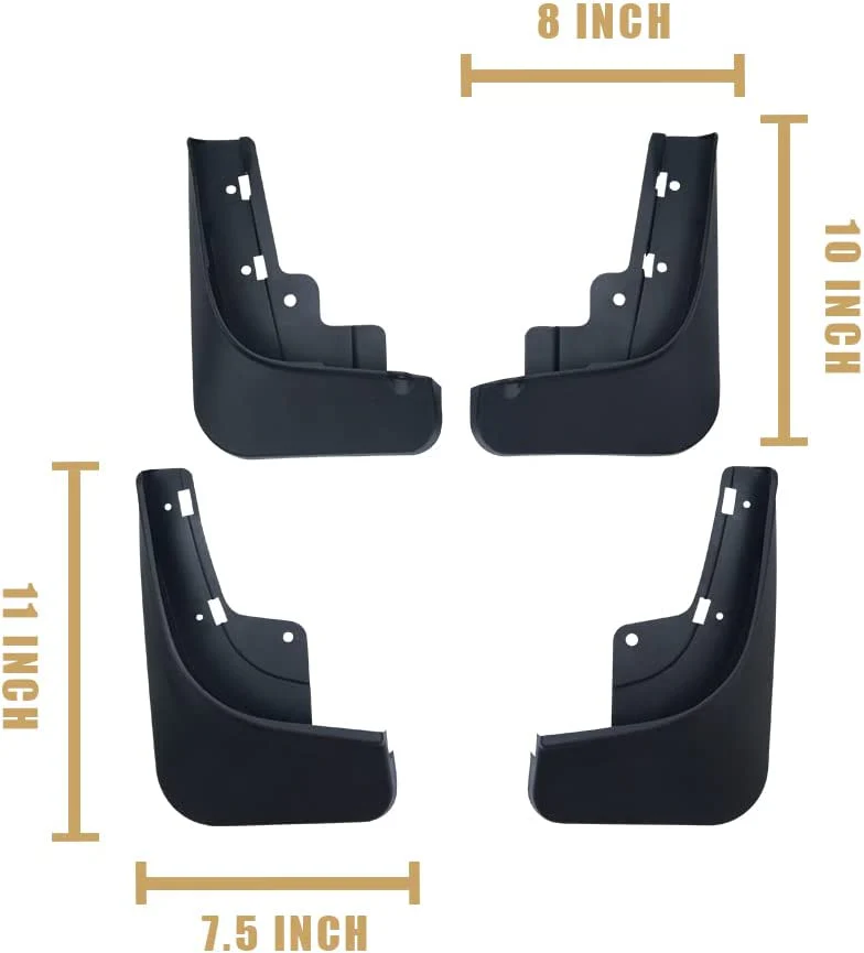 Tesla Model S Mud Flaps, No Drill, Premium Front & Rear Set, 4-Pc, Matte Black, 2021-2023 - Image 3
