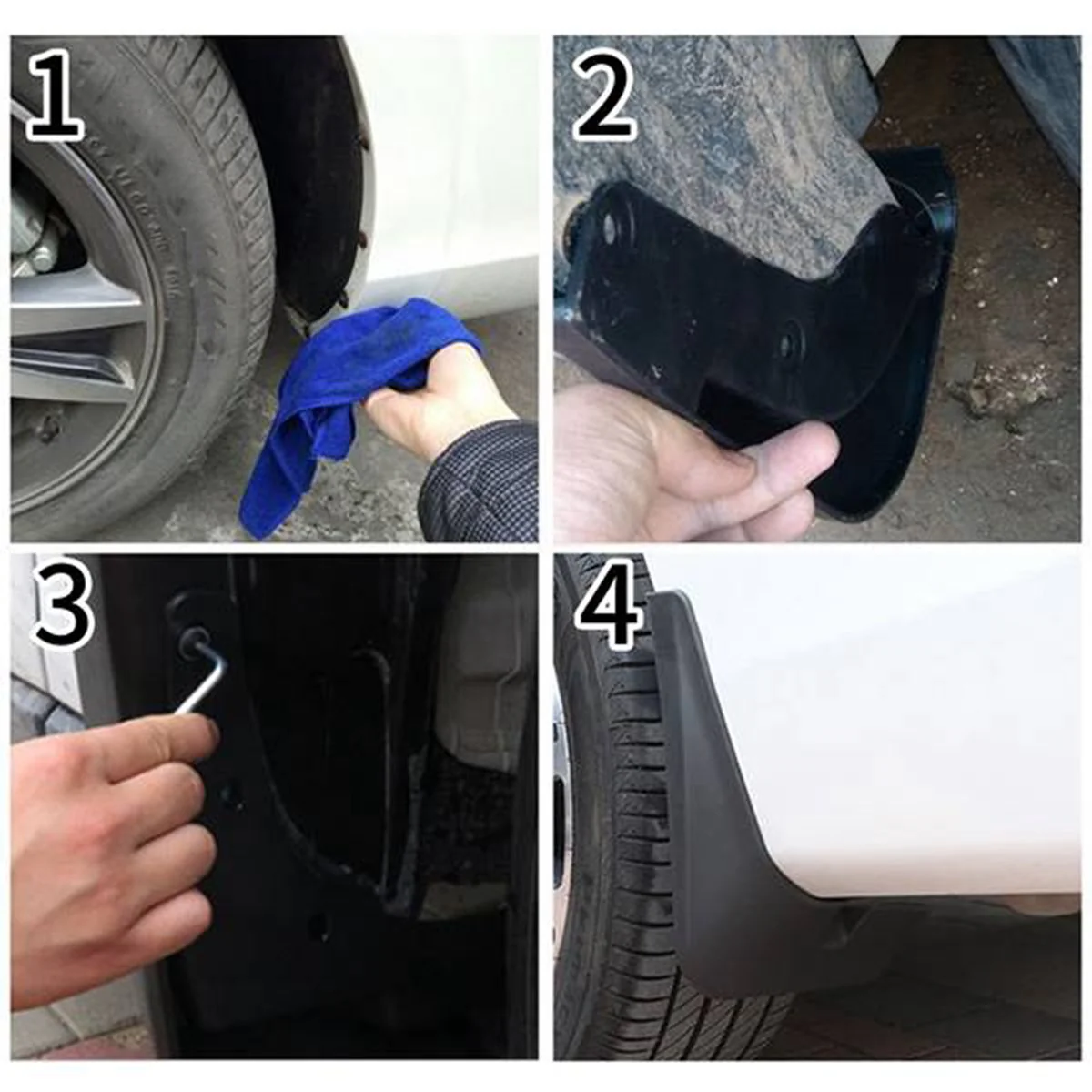 Tesla Model S Mud Flaps, No Drill, Premium Front & Rear Set, 4-Pc, Matte Black, 2021-2023 - Image 4