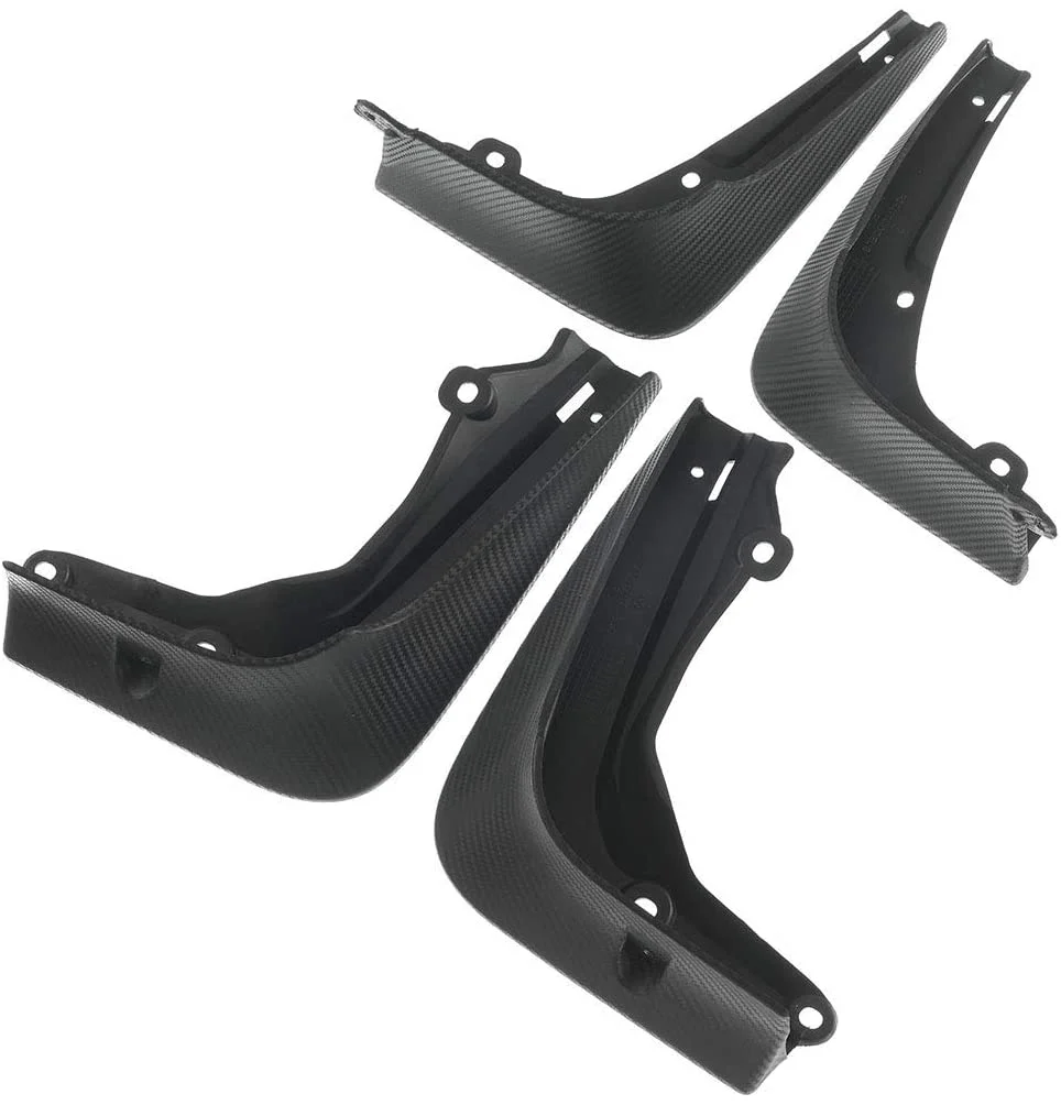 Tesla Model S Mud Flaps, No Drill, Premium Front & Rear Set, 4-Pc, Matte Carbon Fiber, 2017-2020 - Image 3